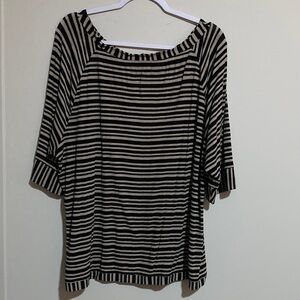 Chic Black and Cream Striped Blouse